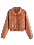 Solid Color PU Faux Leather Jacket Coats Silver Sam