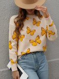 Cartoon Butterflies Knitted Pullover Sweater Silver Sam
