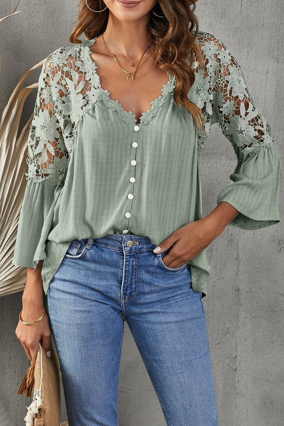 Lace Flare Sleeve Blouse