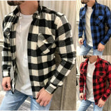 Men's Dual Pocket Long Sleeve Checkered Shirt