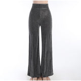Silver Loose Elegant High Waist Trousers