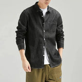 Men's Long Sleeve Single Pocket Denim Shirt Yellow Pandora