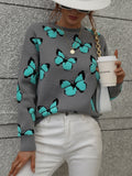Cartoon Butterflies Knitted Pullover Sweater Silver Sam