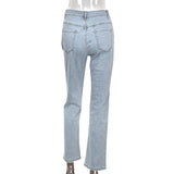 Cross Printed Baggy Jeans  Low Waist Straight Denim Trousers