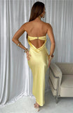 Satin Backless Maxi Dress Silver Sam