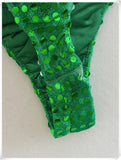 Solid Green Sequined Skinny Playsuit Women Fashion Spring Long Sleeve