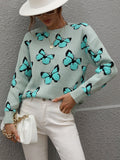 Cartoon Butterflies Knitted Pullover Sweater Silver Sam