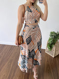 Sleeveless Top Vest & Long Skirt Set