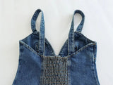 Sexy Spicy Girl Style Sheath Denim Camisole with Single Breasted Silver Sam