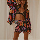 Floral Printed Lapel Shirt & Shorts