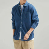 Men's Long Sleeve Single Pocket Denim Shirt Yellow Pandora