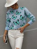 Cartoon Butterflies Knitted Pullover Sweater Silver Sam