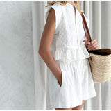 Sleeveless Tank Top & High Waist Shorts Set
