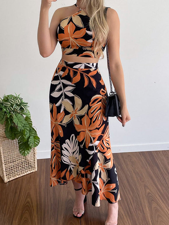 Sleeveless Top Vest & Long Skirt Set