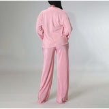 Three Piece Loose Shirt Trousers Bra Set