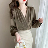 Women's V-Neck Chiffon Blouse Yellow Pandora