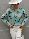 Cartoon Butterflies Knitted Pullover Sweater Silver Sam
