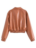 Solid Color PU Faux Leather Jacket Coats Silver Sam