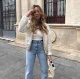 Casual Sequin Bomber Jackets Coat Outwear Silver Sam