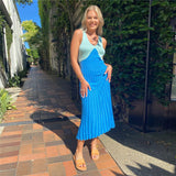 Panelled Sexy Backless Knit Dress Beachwear Silver Sam