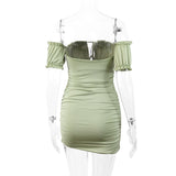 Slash Neck Drawstring Ruched Dress Silver Sam