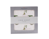 Dino Days Cotton Muslin Crib Sheet Lavender Charlie