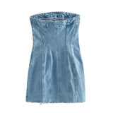 Sexy Blue Denim Sheath Mini Dress