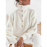 Casual Long Sleeve Button Warm Pullover Tops Silver Sam