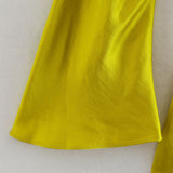 Draped Satin Asymmetrical Midi Dress