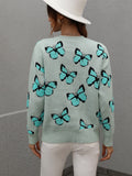 Cartoon Butterflies Knitted Pullover Sweater Silver Sam