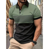 Men's Casual Stripe Short Sleeve Polo Shirt Yellow Pandora