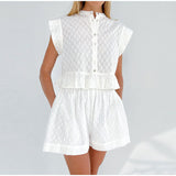 Sleeveless Tank Top & High Waist Shorts Set