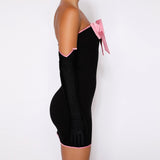 Bows Trim Strapless Corset Top Mini Skirt Set