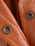 Solid Color PU Faux Leather Jacket Coats Silver Sam