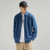 Men's Long Sleeve Single Pocket Denim Shirt Yellow Pandora