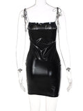 Lace up Backless Silky Spaghetti Strap Bodycon Mini Dress Silver Sam