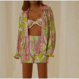 Floral Printed Lapel Shirt & Shorts