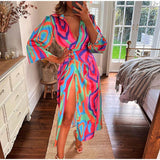 Vintage Pattern Print Women Shirt Dress Silver Sam