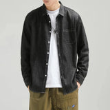 Men's Long Sleeve Single Pocket Denim Shirt Yellow Pandora