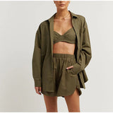 3 Piece Long Sleeve Top & Shorts Set