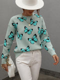 Cartoon Butterflies Knitted Pullover Sweater Silver Sam
