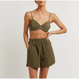 3 Piece Long Sleeve Top & Shorts Set