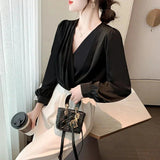 Women's V-Neck Chiffon Blouse Yellow Pandora