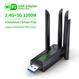 WiFi USB Adapter 2.4G+5G 4 Antennas Driver-Free Adapter