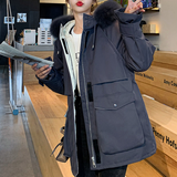 Womens Mid Length Zipper Coat with Furry Hood Yellow Pandora