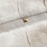 Womens Faux Fur Jacket With Vegan Leather Trimmed Cuffs Yellow Pandora