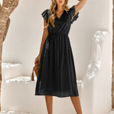 Women's V Neck Ruffle Sleeve Summer Dress