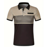Men's Casual Stripe Short Sleeve Polo Shirt Yellow Pandora