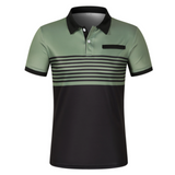 Men's Casual Stripe Short Sleeve Polo Shirt Yellow Pandora