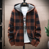 Men's Hooded Plaid Zipped Up Jacket